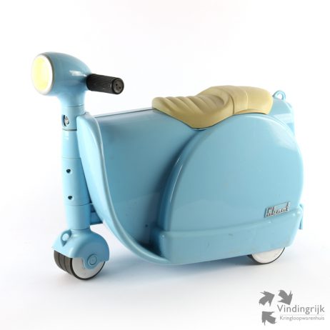 Skoot kinderkoffer blauw loopfiets scooter koffer kunststof bagage reis