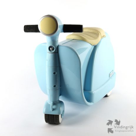 Skoot kinderkoffer blauw loopfiets scooter koffer kunststof bagage reis