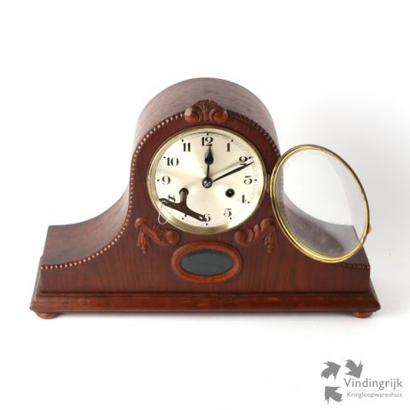 antieke vintage houten klassieke tafelklok schouwklok hout pendule klassiek antiek klok