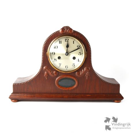 antieke vintage houten klassieke tafelklok schouwklok hout pendule klassiek antiek klok