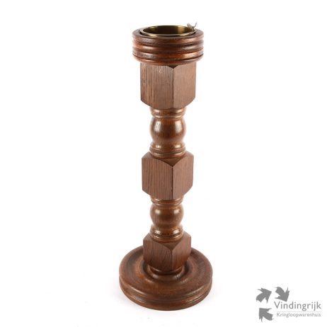 klassieke houten staande asbak hout klassiek staand koper