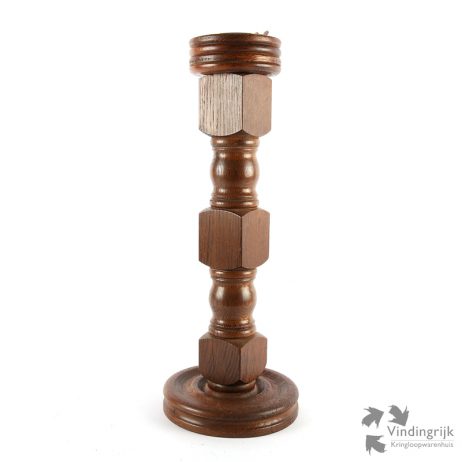 klassieke houten staande asbak hout klassiek staand koper