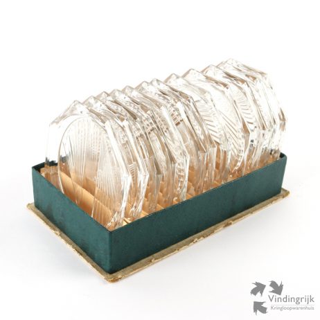 set vintage glazen onderzetters glas onderzetter