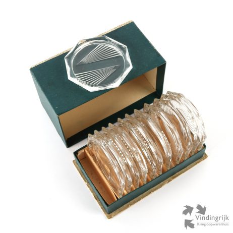 set vintage glazen onderzetters glas onderzetter