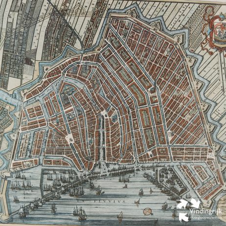 Kaart Amsterdam J. Blaeu 17e Eeuw
