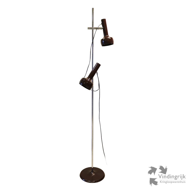 IMG_0732 vintage staande lamp chroom bruin verstelbaar vloerlamp