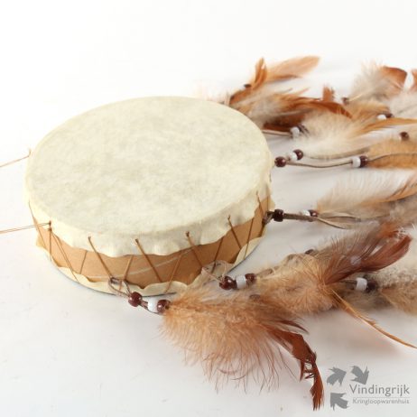 dreamcatcher dromenvanger trommel wolf veren leer indianen