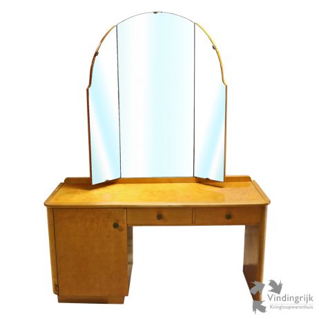 vintage houten kaptafel meubel spiegel