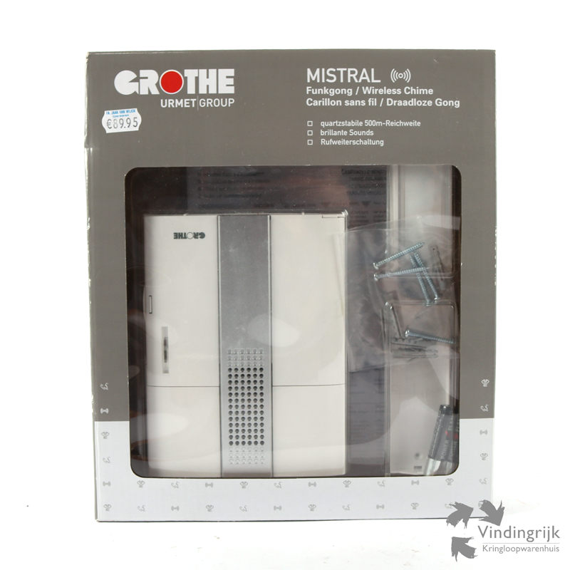 GROTHE MISTRAL300 Draadloze Deurbelgong Wit 86dB IP54 500m kopen