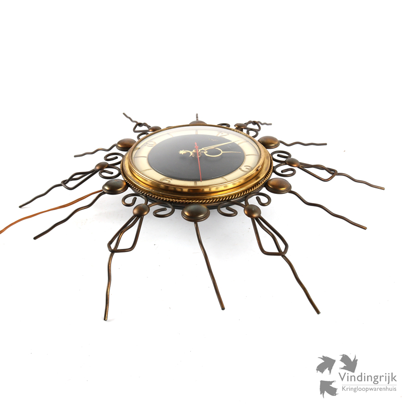 IMG_0292 vintage elektrische wandklok Orfac Sunburst zonneklok tijd klok