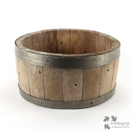 oude vintage houten kaasmal kaasvat ton duigen bloempot