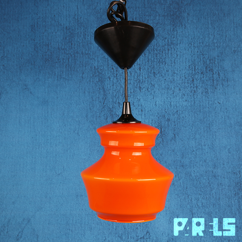IMG_2294 vintage Peill & Putzler oranje glazen hanglamp glas Duitsland