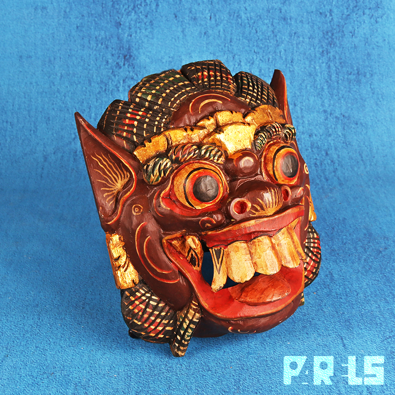 Holzaffe Maske Von Barong, Grün Und Gold Farbe Handgeschnitzte