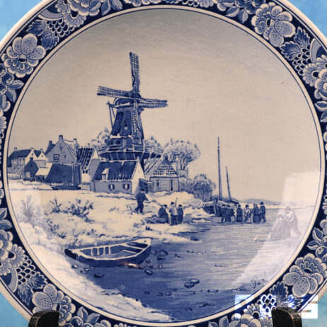 Wandbord Bevroren Rivier plateelschilder Paul van Dort Royal Goedewaagen Delfts sierbord