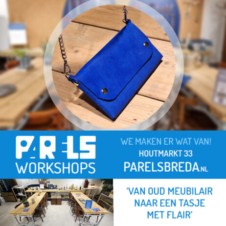 Parels workshop leer tasje leder bankstel upcycling hergebruik duurzaam circulair knutselen cursus