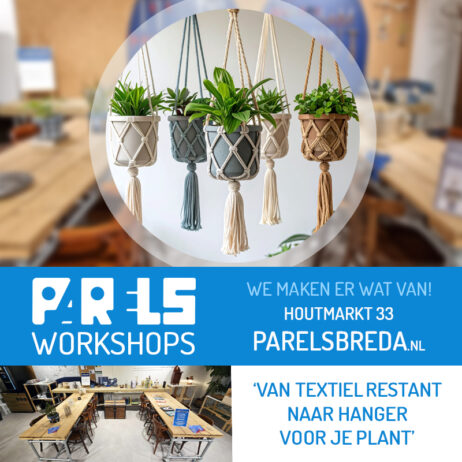 Parels workshop plantenhanger textiel stoffen hergebruik upcycling circulair Breda