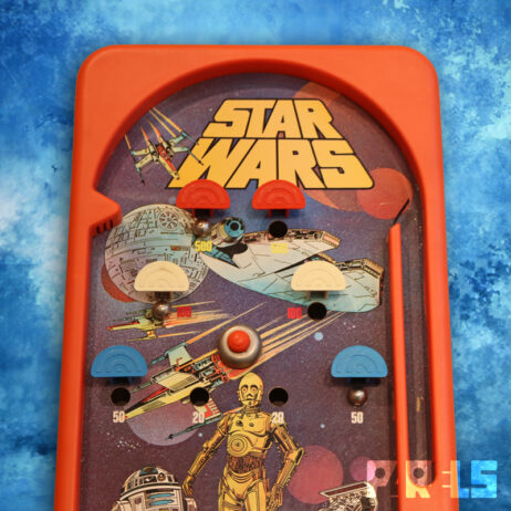 Star Wars flipperkast vintage Arcofalc speelgoed retro pinball game Millennium Falcon R2-D2 C-3PO tafelmodel flipperspel