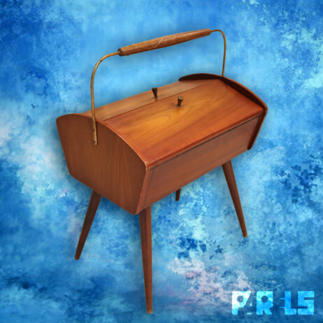 vintage houten naaidoos pootjes naaikist jaren '50