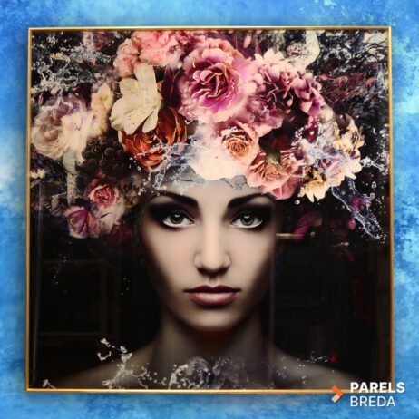 XL Glass Art Schilderij PTMD Melani glaskunst glas schilderij vrouw bloemen
