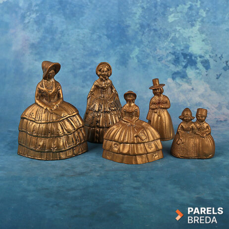 Set Bronzen Lady Bells bellen vrouw rok hoepelrok victorian tafelbel