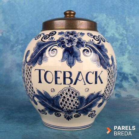 Vintage toebackpot Delftblauw handpainted Holland bloemmotief