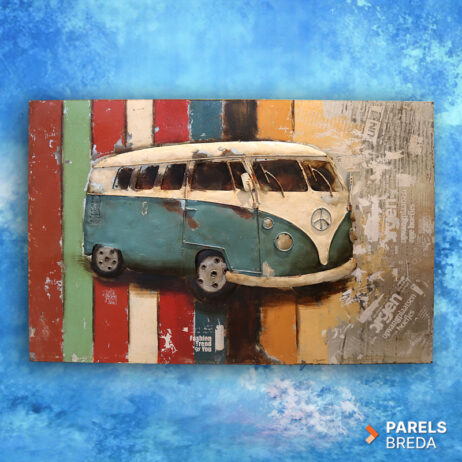 volkswagen bus camper volkswagen t1 gs design 3d metaalschilderij reliëf wanddecoratie handgeschilderd certificaat echtheid kunstwerk oldtimer bus wandkunst